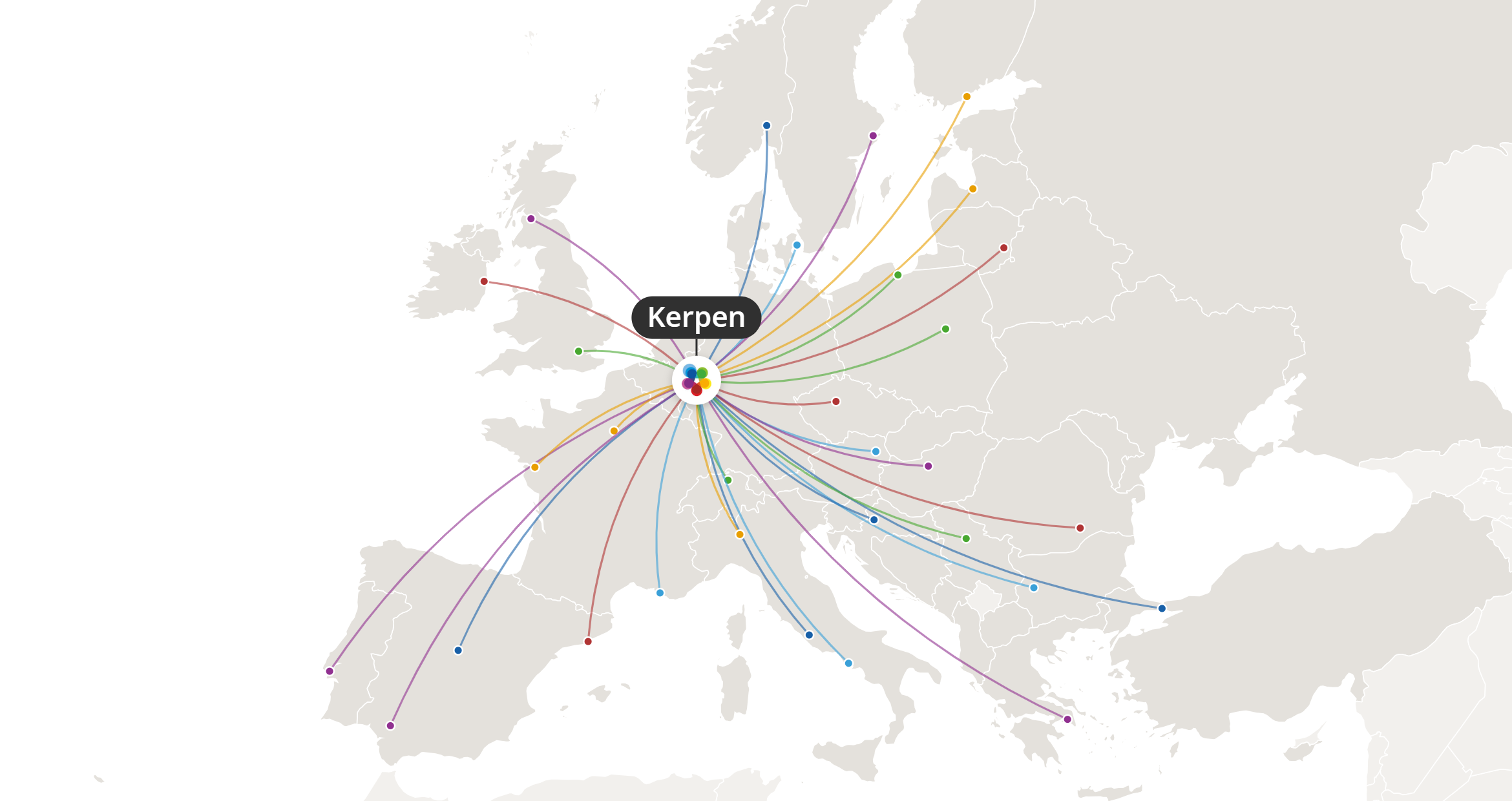 Map: deliveries from Kerpen across Europe